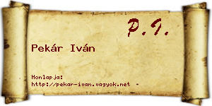 Pekár Iván névjegykártya