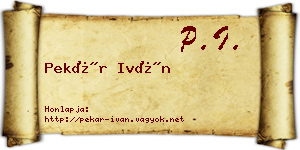 Pekár Iván névjegykártya